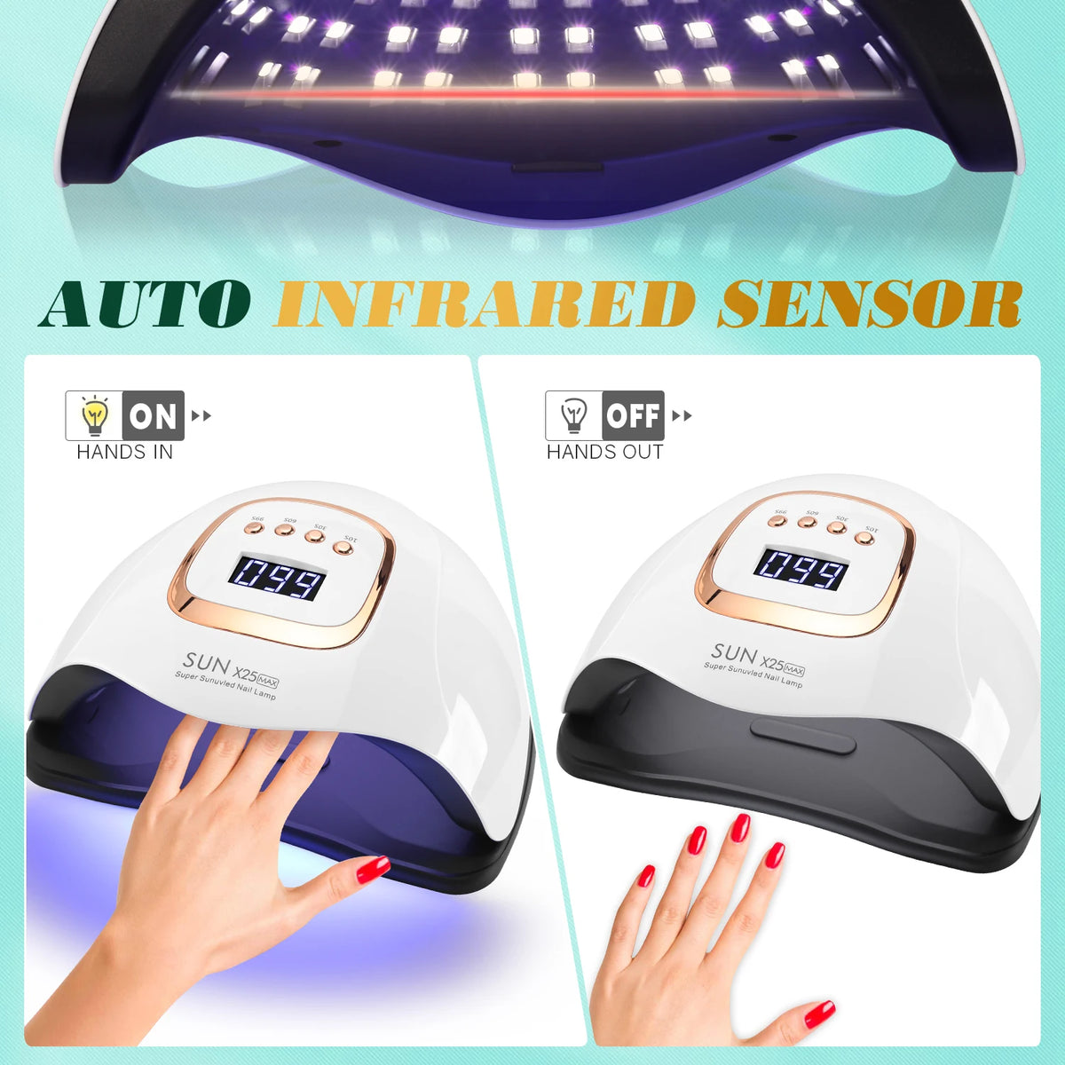 UV LED Nail Lamp 380W Nail Curing Lamps For Home Salon Powerful LED Drying Lamps For All Gel Polish Professional Nail Equipment