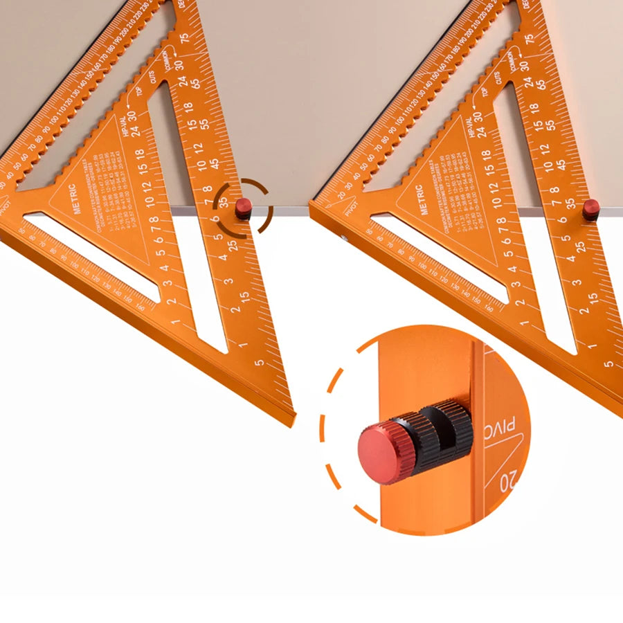 IMBOT Aluminum Alloy Double Scale Triangle Ruler Angle Ruler Carpenter Triangle Square Rafter Tool Mensurement Tool for Woodwork