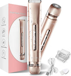 Electric Razors for Women 2-in-1 Rechargeable Bikini Trimmer Painless Body Hair Remover for Ladies Pubic, Legs, Face, Underarms