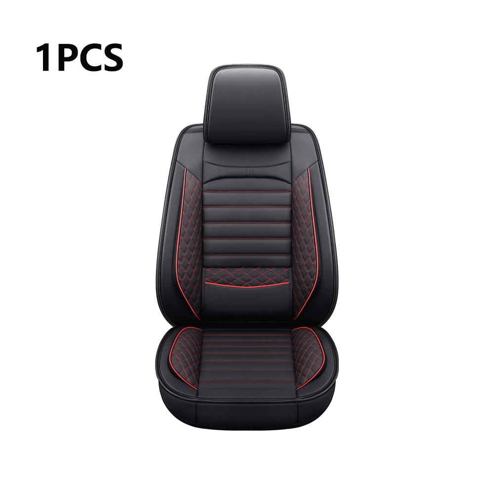 Universal Faux Leather Front Car Seat Cover, Easy-Clean Comfort Fit - Black/Red/White