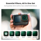 K&F CONCEPT ND2-32 32-512 CPL UV ND4 ND8 ND16 ND64 ND1000 Filter Kit for GoPro HERO 13 12 11 10 Black Action Camera Waterproof