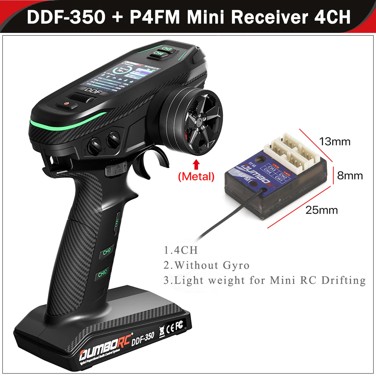 DUMBORC DDF-350 10CH Remote Controller 2.4G 10Channel Transmitter P6F P6DC Gyro Receiver for Drift Car Tank Boat Robot Toy Wltoy