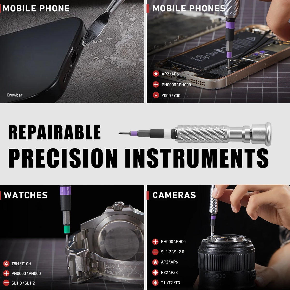 VMAN 24/66/100in1 Multi-Purpose Ratchet Screwdriver Set 24 in 1 S2 Steel Magnetic Screwdriver Bits Repair Phone Tools Men Gift