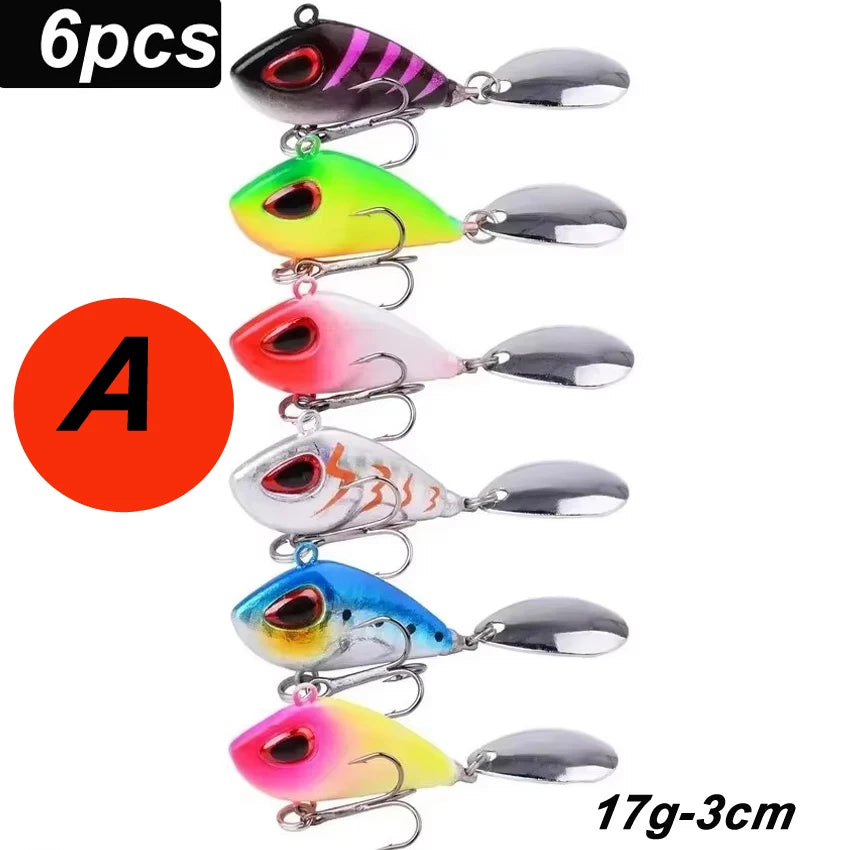 5/6pcs Mini VIB With Spoon Fishing Lures 6g 10g 17g 25g 2cm Lure Fishing Tackle Pin Crankbait Vibration Spinner Sinking Bait