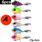 5/6pcs Mini VIB With Spoon Fishing Lures 6g 10g 17g 25g 2cm Lure Fishing Tackle Pin Crankbait Vibration Spinner Sinking Bait
