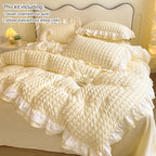 3pcs Korean lace Bedding set seersucker Duvet Cover Set (1*Duvet Cover + 2*Pillowcase, Without Core)for bedroom guest room