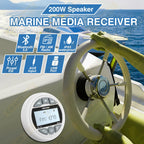 White Marine Stereo Boat Radio Bluetooth IPX5 Waterproof FM AM With Speaker Digital Media Audio For Yacht ATV UTV RV Golf Cart