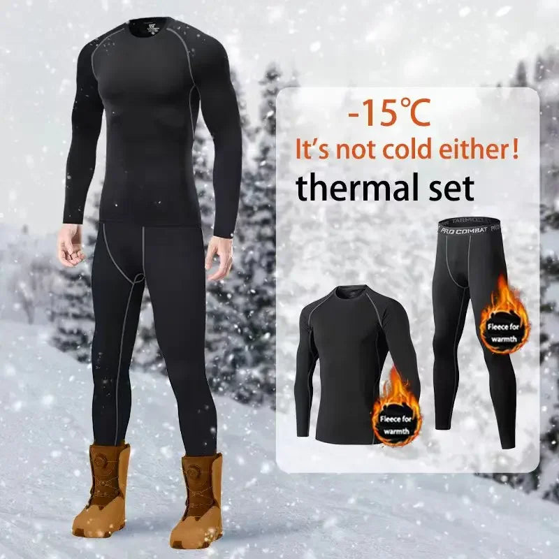 Men's thermal underwear set 2pc tight long johns base layer, breathable elastic, S-3XL