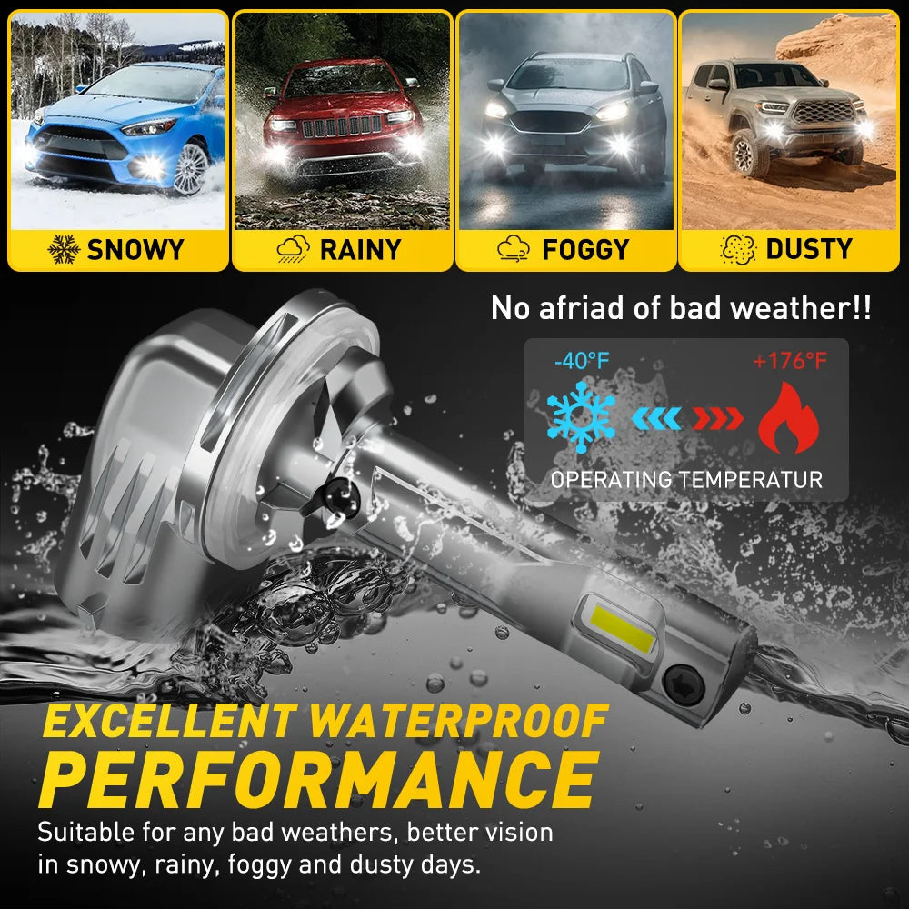 AUXITO 2Pcs 881 H27 LED Fog Light Bulbs Canbus 6500K White Car H27W/2 880 H27W/1 Fog Driving Lamp DRL Waterproof Super Bright
