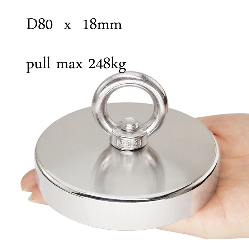 Super Strong Fishing Magnets, Heavy Duty Salvage Searcher, Powerful Search Magnet with Eyebolt For Salvage Magnetic Fishing