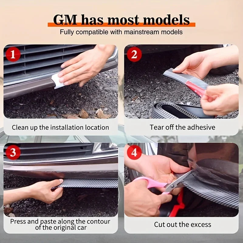 Universal Car Bumper Lip 2.5M Stickers Car Front Bumper Lip Rubber Car Bumper Protectors Exterior Mouldings Bumper Lip Strip