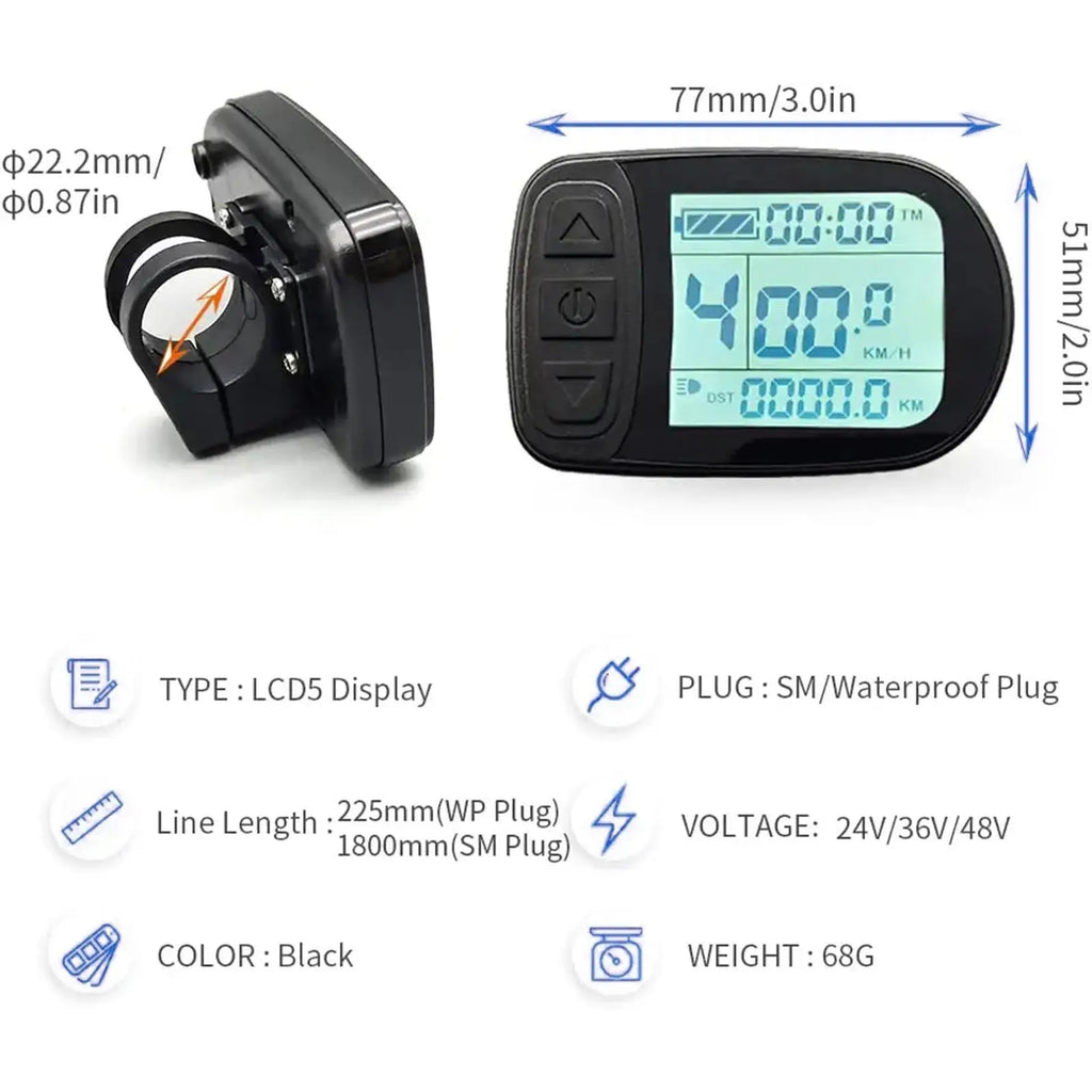 24V 36V 48V Intelligent KT LCD LCD5 DISP Ktlcd5 Control Panel Display Electric Bicycle Bike Parts KT Controller