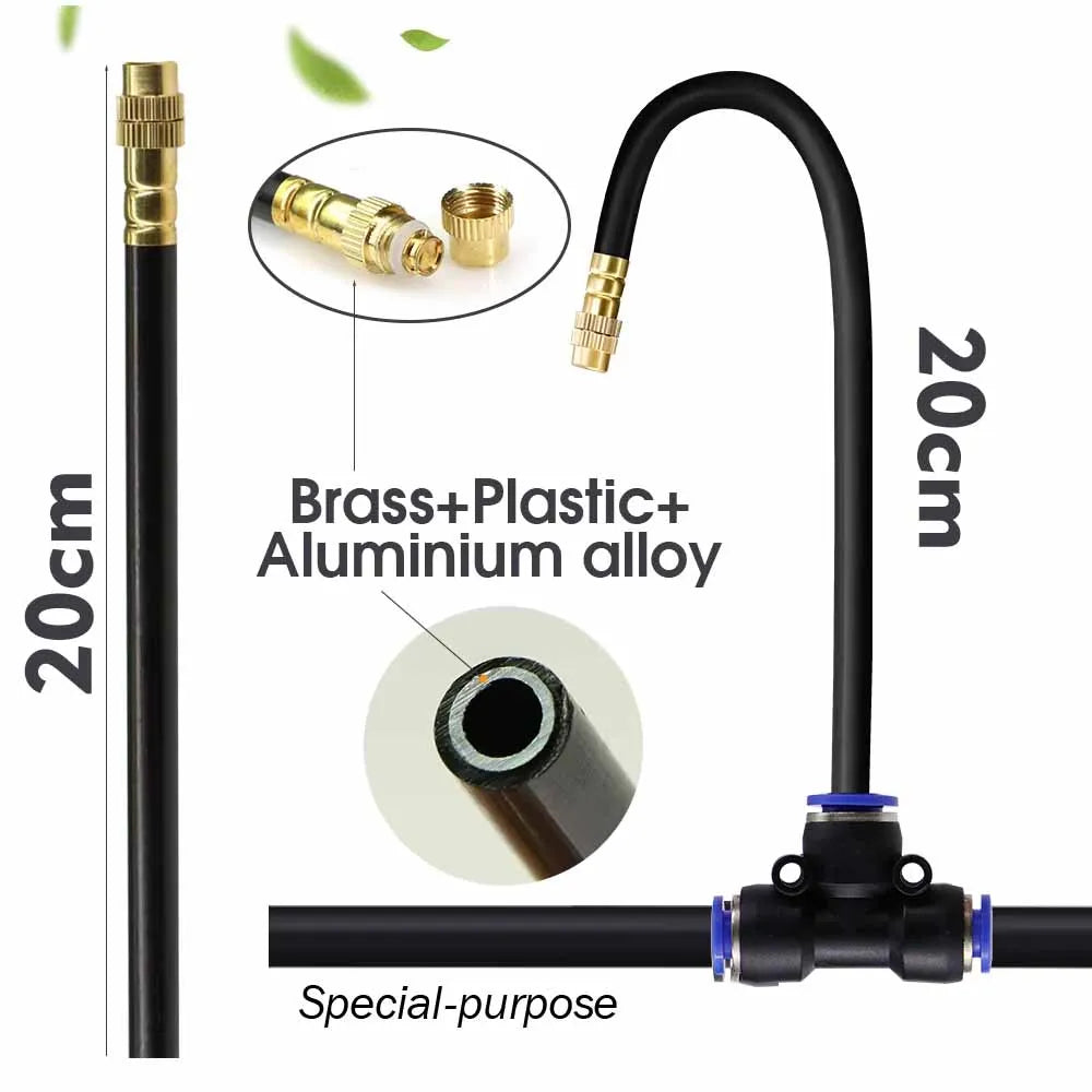 30-5m 1/4" 4/6mm Misting Cooling System 360° Free-bend Adjustable Nozzle Atomizer Sprayer for Outdoor Garden Irrigation Watering