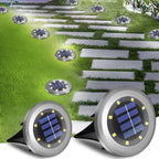 8pcs Solar Outdoor Lights Yard Driveway Step Decor Light Waterproof Solar Pathway Lights Bright In-Ground 8led Solar Garden Lamp