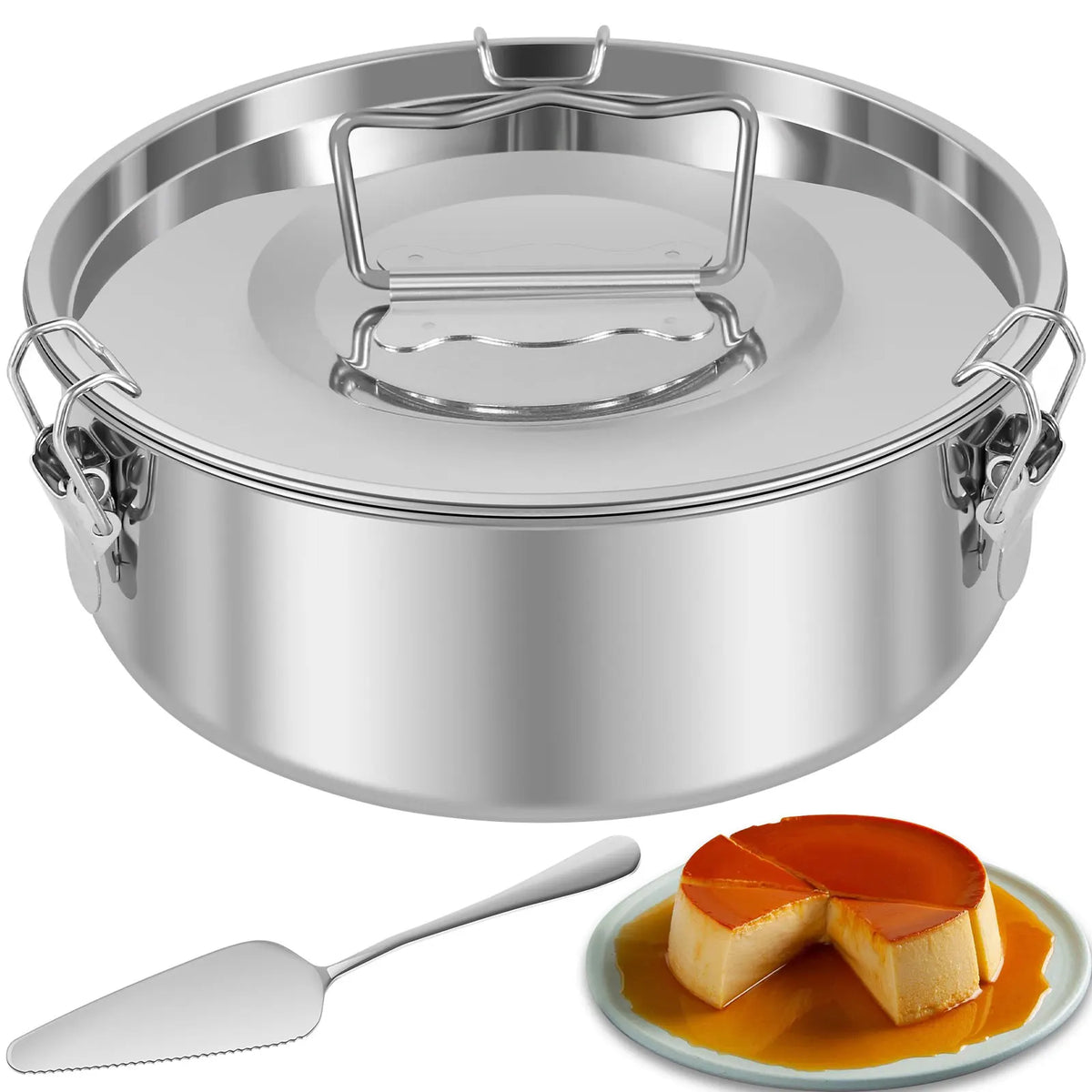 Flan Pan Mold Stainless Steel Cake Baking Flan Maker Flan Mold Set Chocolate Cheesecake Pans Kitchen Supplies Cake Baking Tools