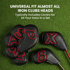 Golf Iron Covers Set Strong Magnetic Closure Value 10 Pack, Double Side Number Synthetic Leather Deluxe Club Headcover