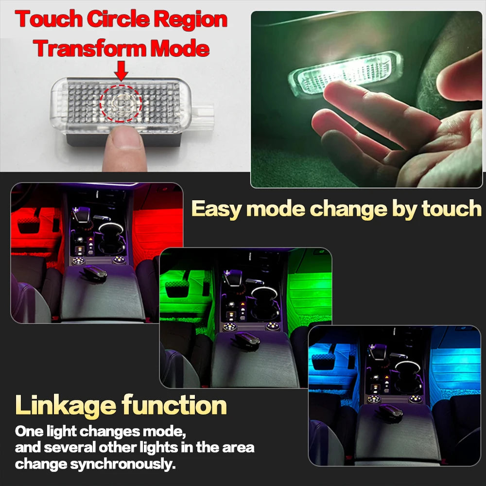 LED Car RGB Footwell Lamp Atmosphere Light For VW Sharan 7N Touareg 7P 7L Passat CC B5 B6 B7 B8 B9 Arteon Golf 6 7 MK6 Accessory