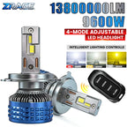 9600W H7 H11 LED Headlights Canbus H1 H4 9005 HB3 9006 HB4 6000K 4300K 3000K Three Color Remote Control Car LED Bulb Strobe Lamp