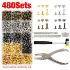 Metal Double Cap Rivets Stud Round Spike Nail With Tool Kits For Shoes Bag Belt Leathercraft Repair Clothing Garment Accessories