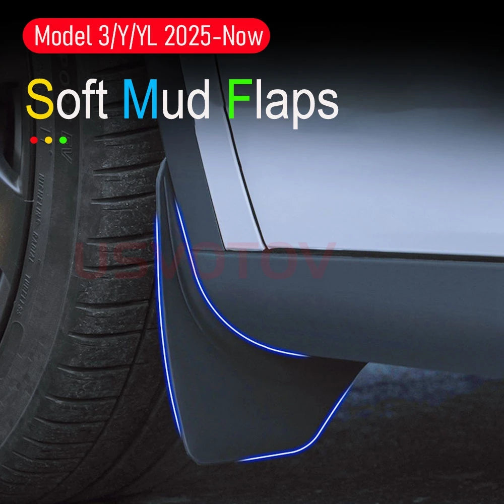 Mud Flaps for Tesla Model 3 Y 2026-2024 Mudguard Official Design Front Rear Wheel Fender Splash Guards Model3 ModelY Accessories