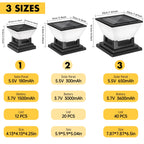 Solar Post Light Auto Dusk to Dawn IP65 Waterproof 3 Color Temps Short Press Change Long Press Off for Garden Pool Step Pillar