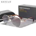 BARCUR Design Memery Frame Sunglasses Polarized For Men Sun Glasses Women Pilot Gradient Lens Eyewear Mirror Shades