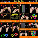 50/100PCS Glow Stick Set with 17 Accessories DIY Perfect for Vibrant Party Supplies for Concert Halloween Festivals Events‌ Part