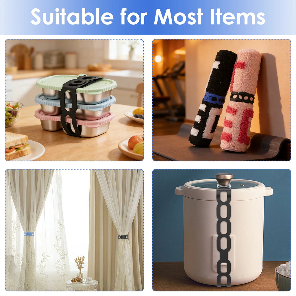 6Pcs Pot Universal Fixing Strap 21.65 Inch Crock Pot Lid Holder Supplies Silicone Straps Suitable for Storing Curtains Yoga Mats