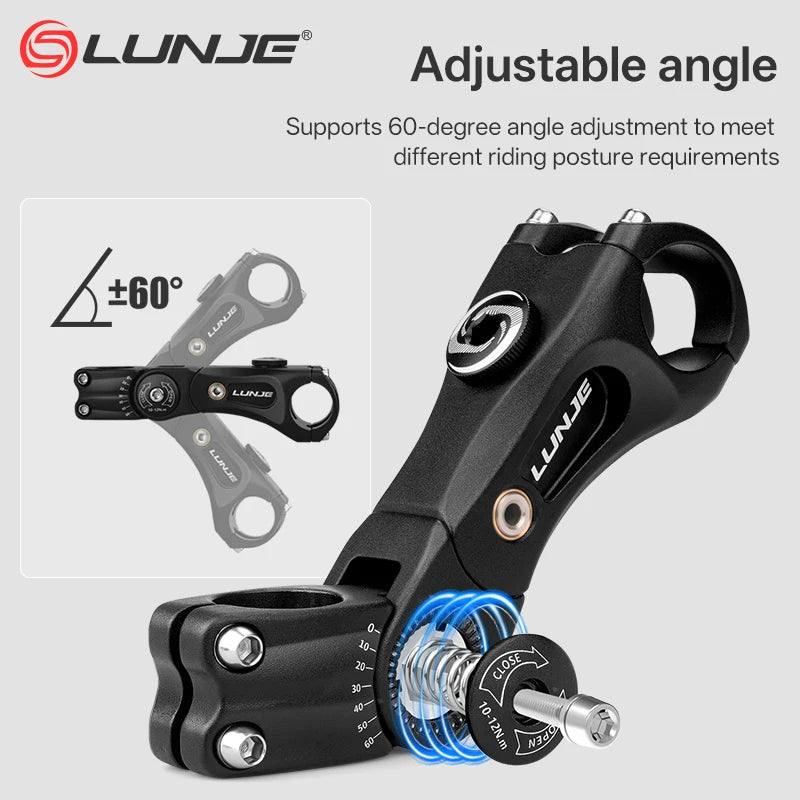 LUNJE Shock Absorber Bike Stem 31.8 MTB Handlebar Riser Extension Adapter 3D Forging Aluminum Alloy Bicycle Accessorie 100/140mm