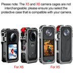 Aluminum Protective Case For Insta360 X5 Camera Frame Rabbit Cage With Silicone Lens Cover Cold Shoe For Insta 360 X5 Accessory