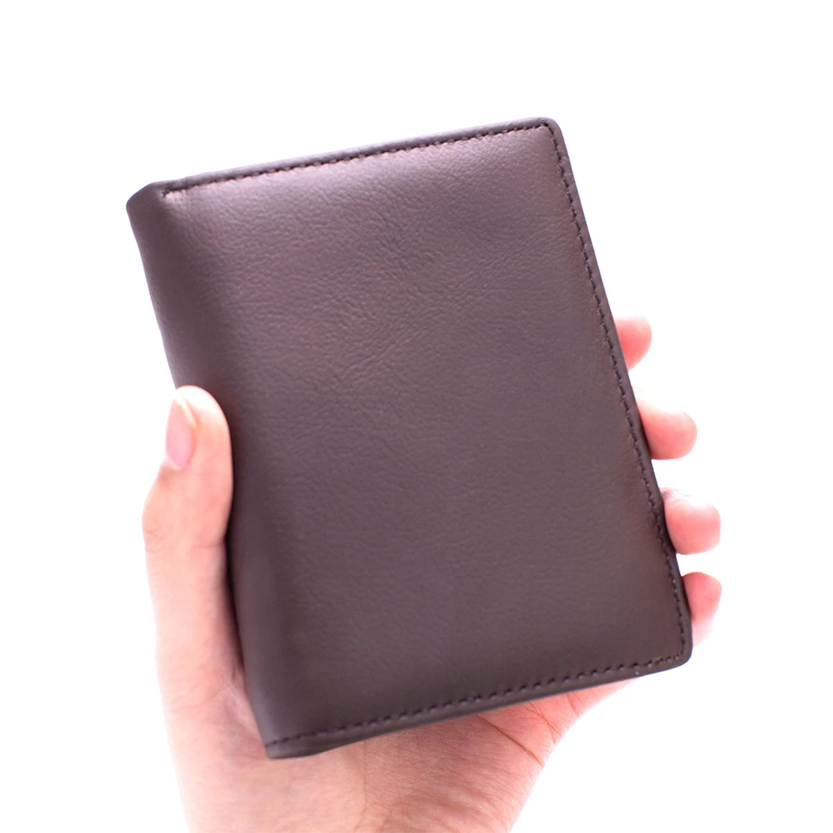 Men's Genuine Leather RFID Blocking Zip Wallet Vertical Credit Card Holder, Black/Coffee
