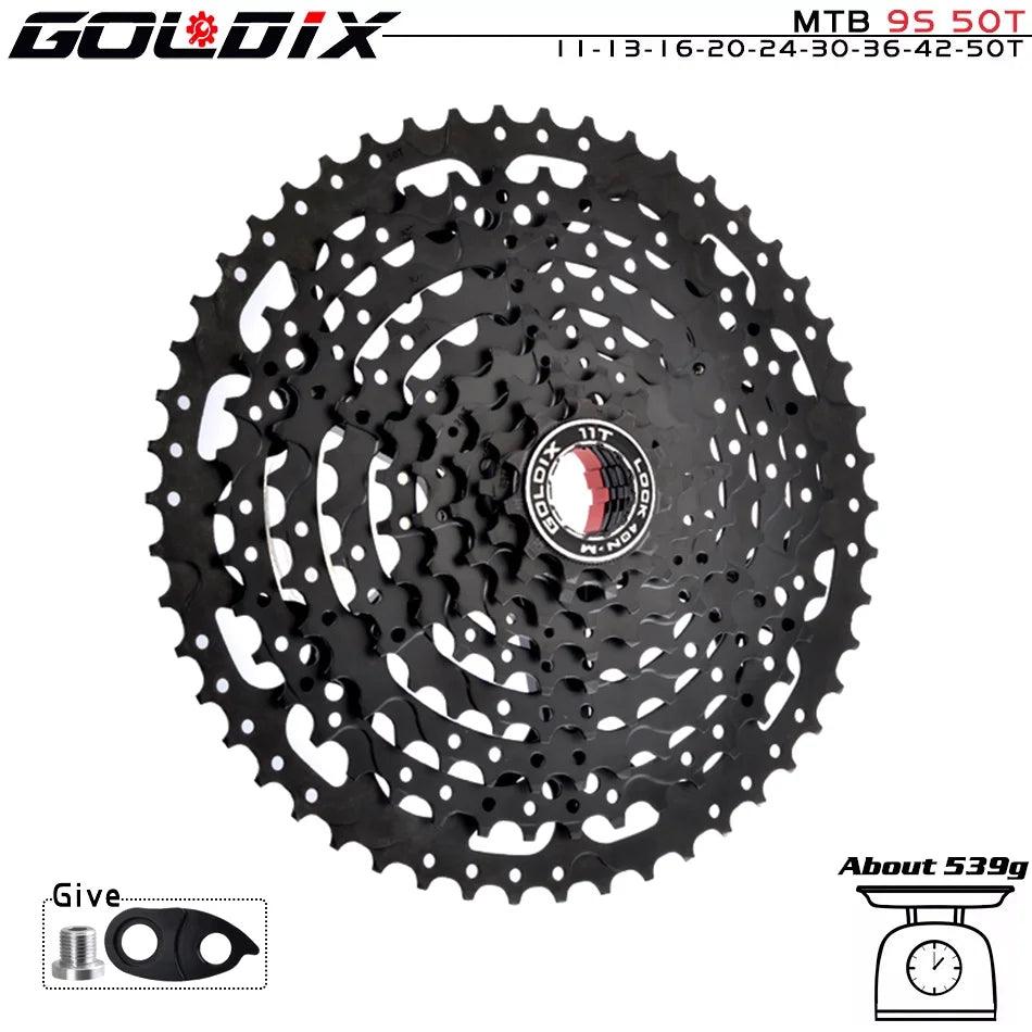 GOLDIX Black MTB Cassete 8/9/10/11/12 Speed 40/42/46/50/50T K7 8/9/10/11/12v Bicycle Freewheel Bicycle Sprocket for Shimano/SRAM