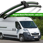 Front wiper blades set 26in + 21in for Peugeot Boxer/Fiat Ducato 2006-2013 LHD, black