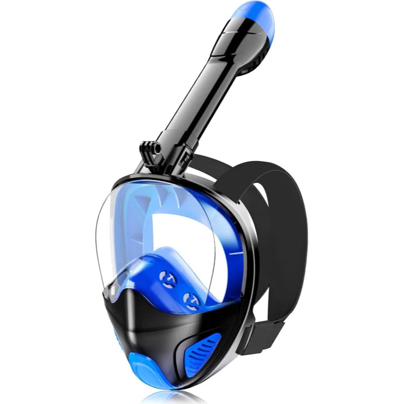 Full Face Snorkel Mask for Adults & Teens, 180° Panoramic View Snorkeling Gear with Removable Camera Mount, Anti-Fog Leak-Proof
