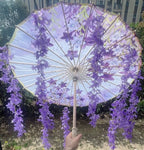 82CM 32'' Skyblue Hanfu Parasol Flowers Waterproof Car Umbrella Dance Cosplay Japan Sakura Spring OilPaper Cosplay El Principito