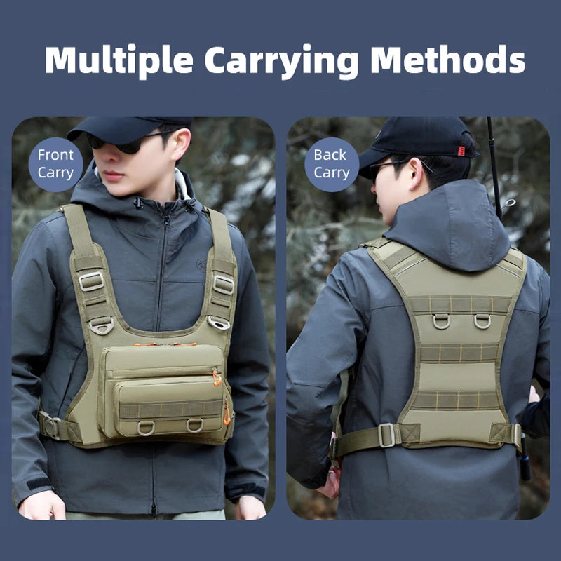 Camping Tactical Vest Bag Outdoor Sports Front Chest Rig Fishing  Running Cycling Motorcycling Workouts for Men Women Backpack