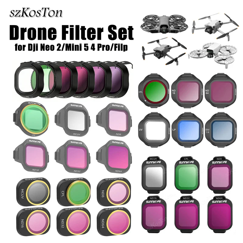 Filter Set for DJI Neo 2/Mini 5 Pro/mini 4 Pro/Filp ND MCUV CPL Filters Anti-glare Optical Glass Lens Accessories