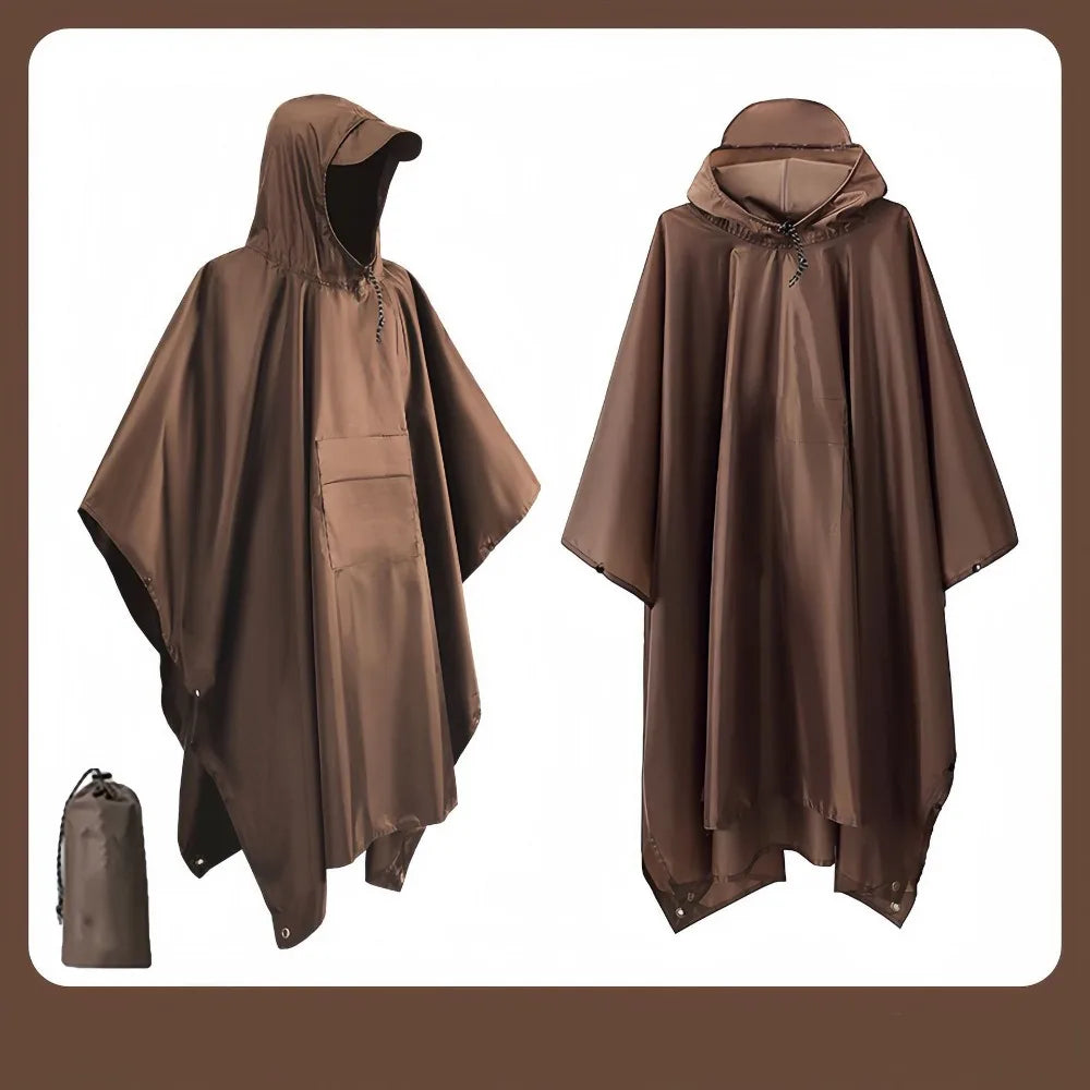 3-in-1 Waterproof Outdoor Rain Poncho Cover, Lightweight Hiking Travel Raincoat - Multiple Colors
