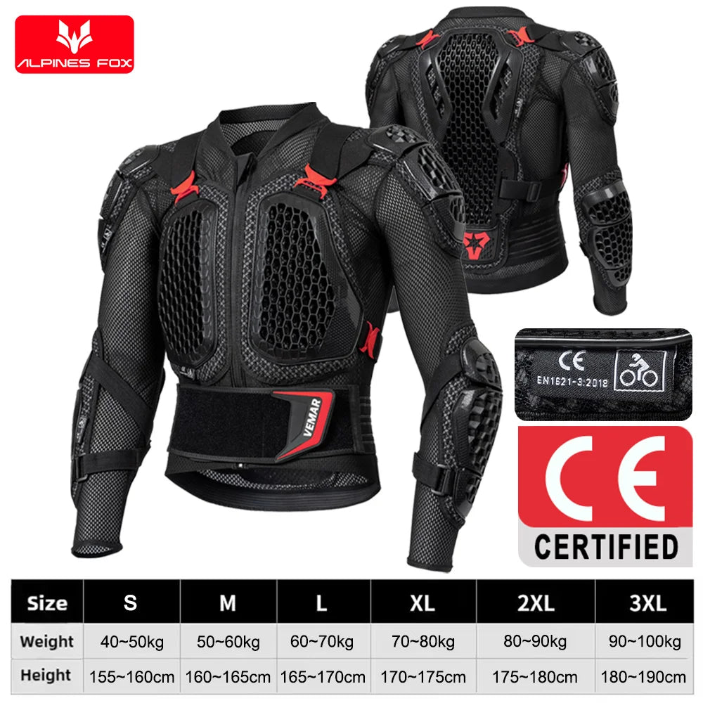 VEMAR 2025 Men New Motorcycle Jacket Moto Body Armor MX Armor Motocross Racing Jacket CE Approval Motorbike Moto Protection Gear