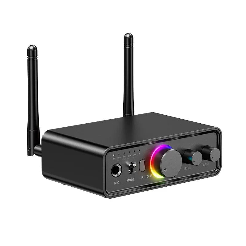 RGB Bluetooth 5.3 Audio Transmitter Receiver DAC/AUX/RCA/USB/Coaxial/Optical/6.5MM Microphone Karaoke Hifi DSP Wireless Adapter