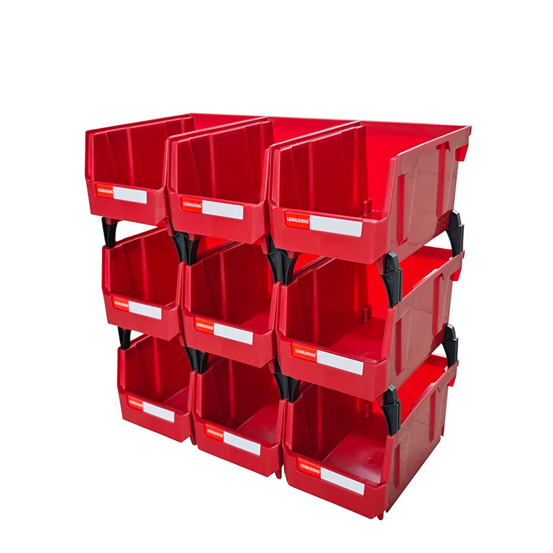 Stackable Plastic Parts Storage Bins with Screw Organizer Boxes, 9pcs, Blue or Yellow