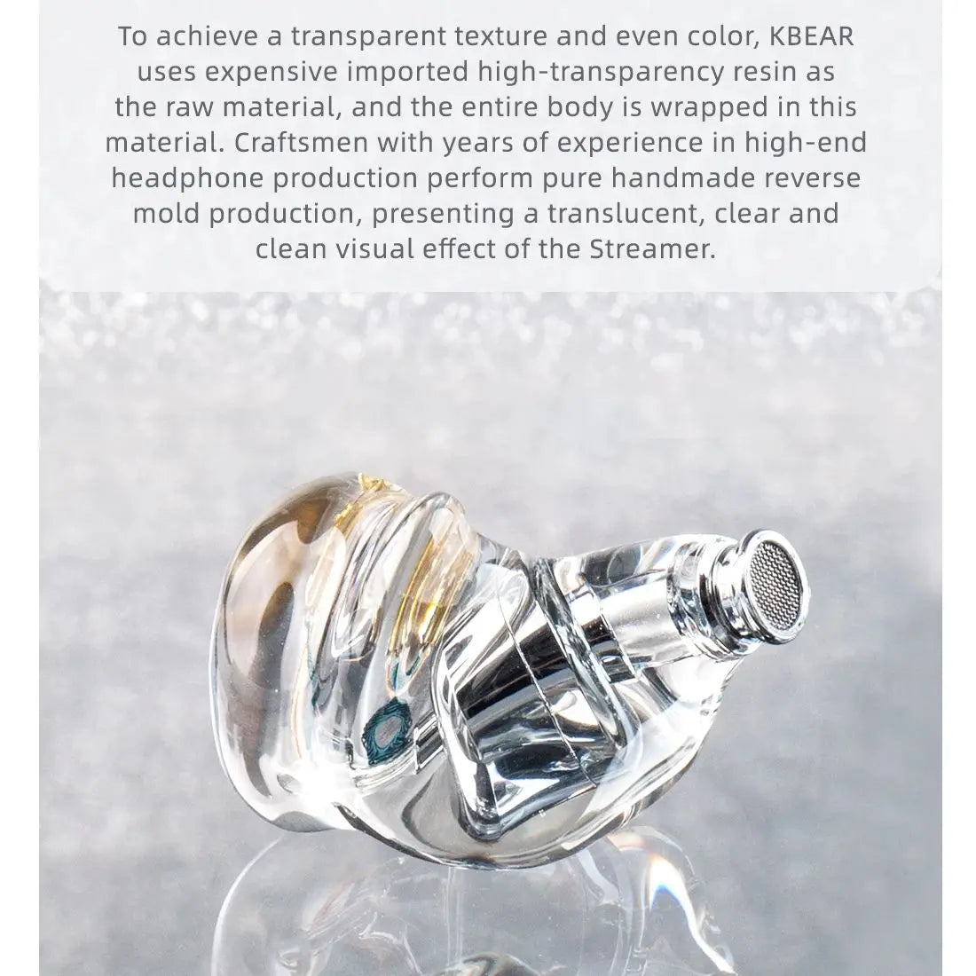 KBEAR STREAMER Handmade Molded Single Dynamic In-Ear HiFi Headphones 10MM PEK diaphragm DD 5N silver-plated wire craft