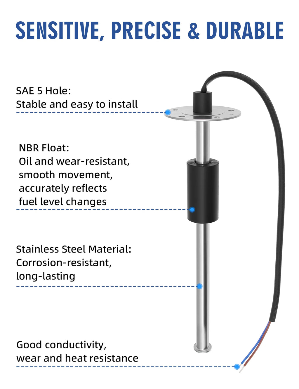 0-190 ohms Fuel/Water Level Sensor For Auto Car Boat Water Tank Level Indicato Stainless Steel Fuel Level Gauge Car Accessories