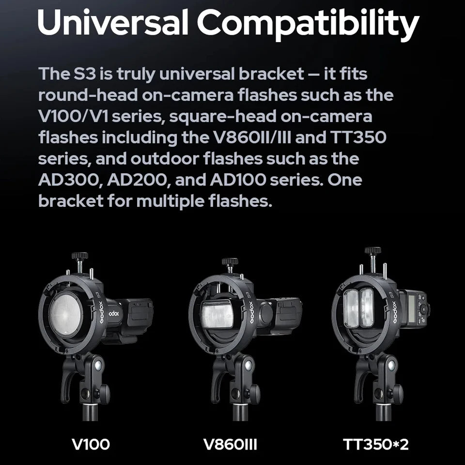 Godox S3 Speedlite Bracket for Godox AD200Pro AD200Pro II AD400Pro AD400Pro II AD600Pro
