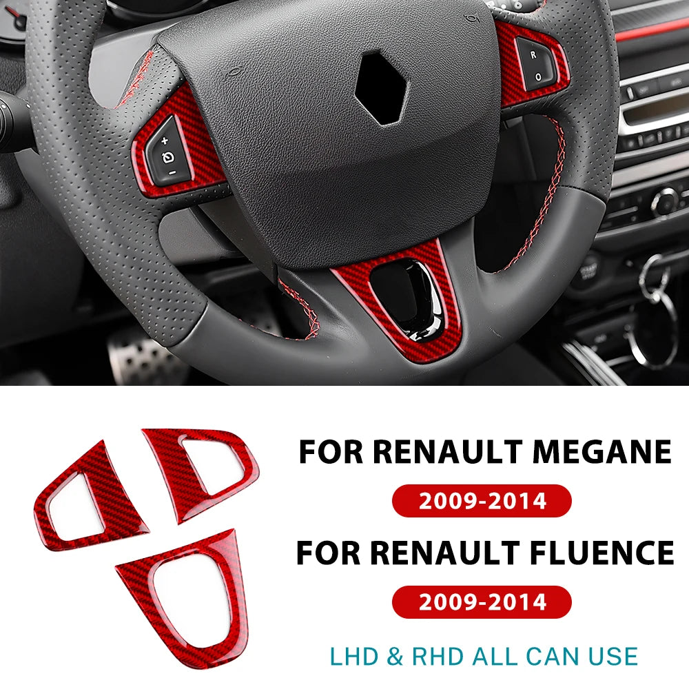Real Soft Carbon Fiber Sticker For Renault Fluence Megane 3 RS Scenic 2009 2010 2011 2012 2013 2014 2015 Car Steering Wheel Trim