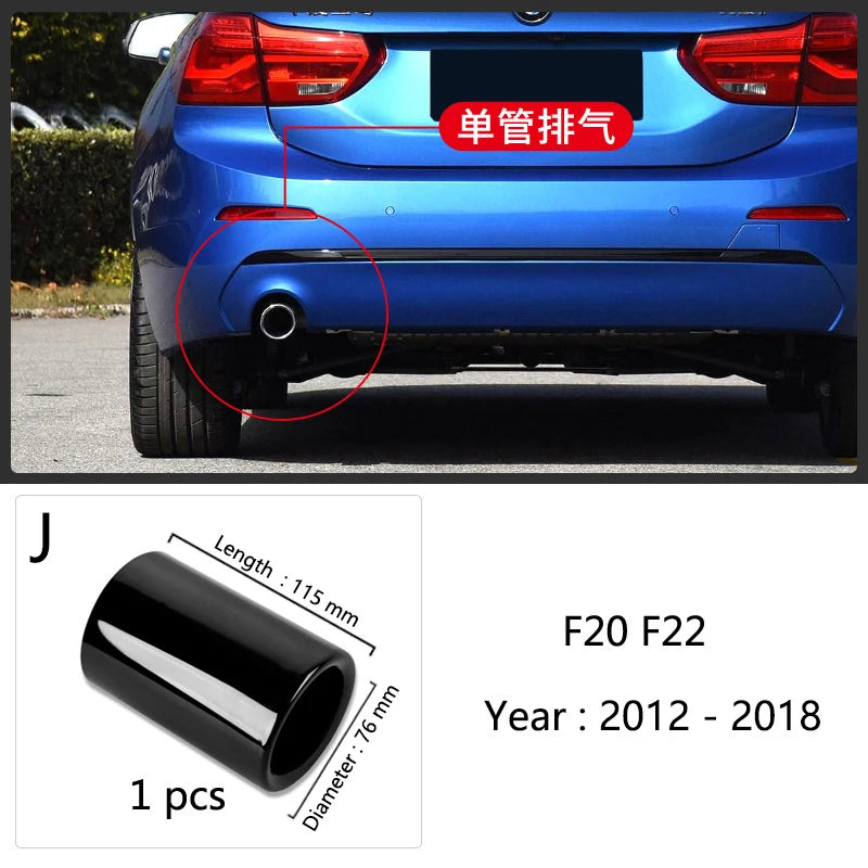 For BMW F10 F20 F30 F32 F34 F36 F48 Car Exhaust Muffler Tip Stainless Steel Pipe Chrome Trim Modified Car Rear Tail Throat Liner