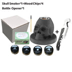 Cocktail Smoker Kit with 4 Flavors - Bourbon , Ceramics Skull Infuser Old Fashioned Drink Smoker Kit Birthday Gifts for Men Dad