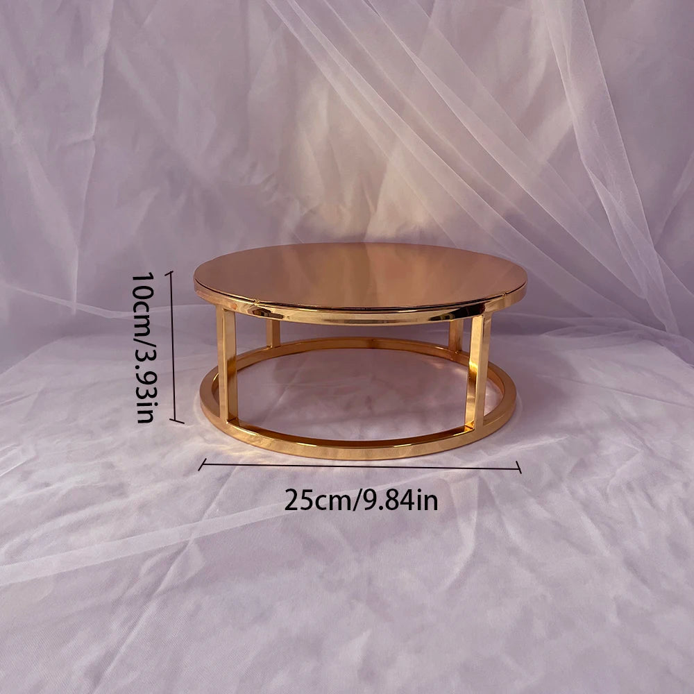 Gold Metal Cake Stand Set Round or Square Dessert Display Pedestal, 2pcs/3pcs or Single