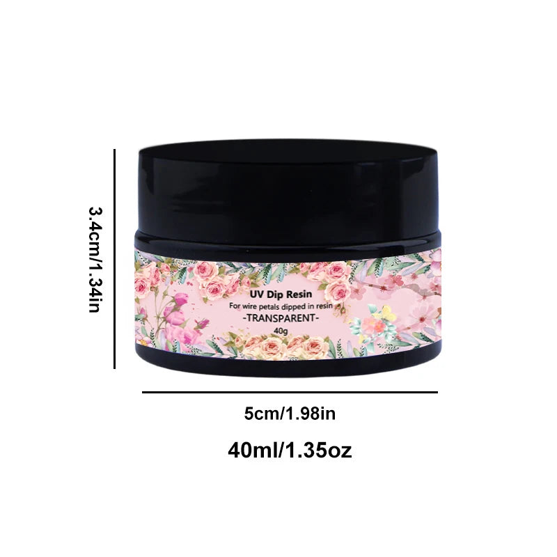 40/100ml UV DIP Resin Glue For Wire Flowers Transparent Liquid High Gloss Ultraviolet Curing Crystal UV Glue Jewelry Making