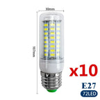 10pcs/lot E27 E14 LED Lamp 220V 230V Led Bulb SMD 5730 Led Light 24 36 48 56 69 72 LEDs Corn Bulbs Chandelier for House Lighting